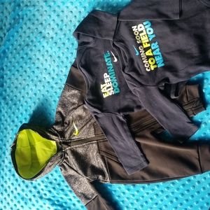 Nike lot one outfit with two long sleeve onesies. Size 3 months.